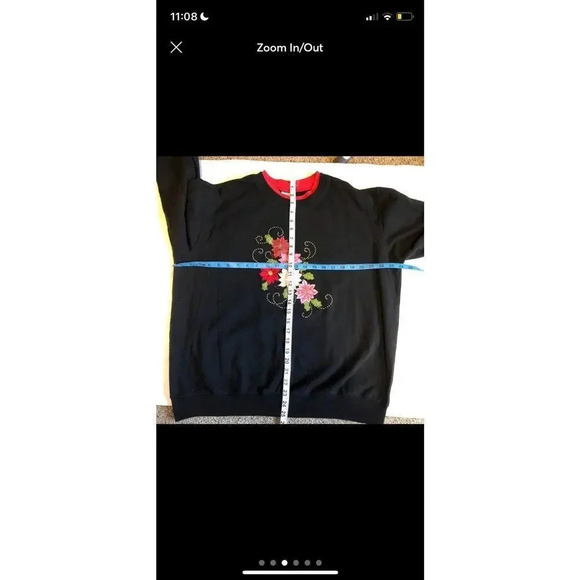VTG Pleasant Shade Goth Black Floral Embroidery Pleasant Shade Women Sweater XL - Picture 2 of 6